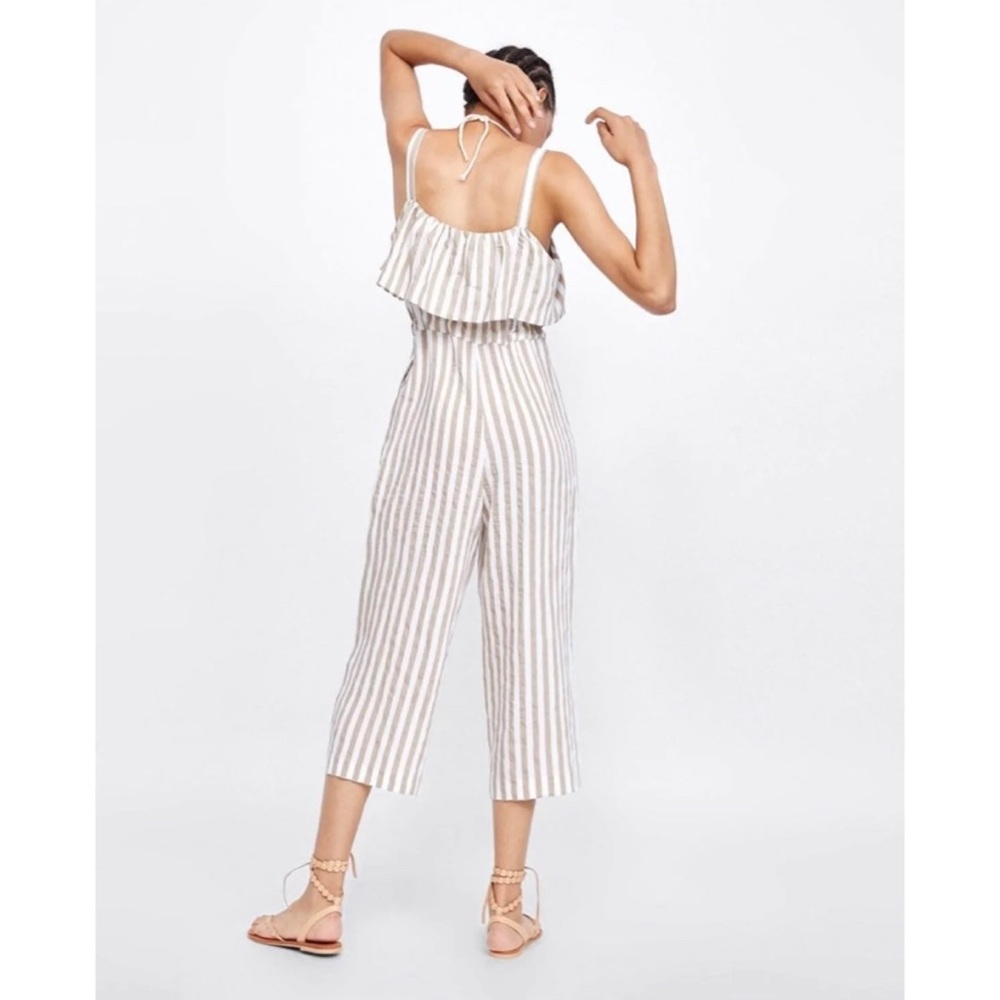 ZARA Striped Culotte Jumpsuit - Picture 2 of 10